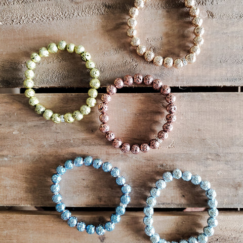 metallic lava stone protection bracelets 8mm round
