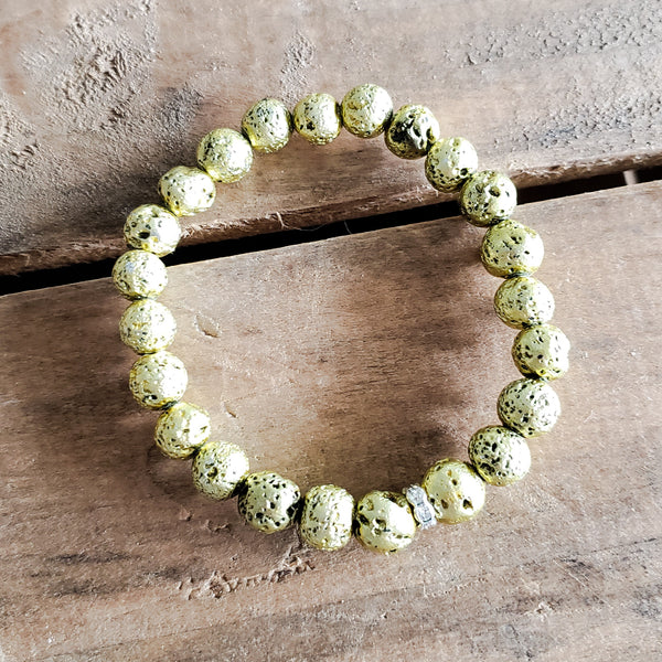 celedon green metallic lava stone protection bracelets 8mm round