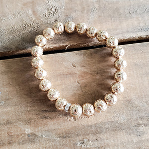 lt. gold metallic lava stone protection bracelets 8mm round
