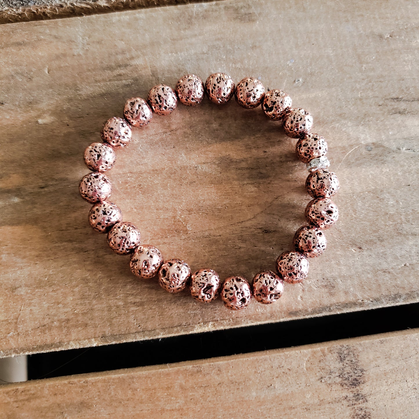 rose gold metallic lava stone protection bracelets 8mm round