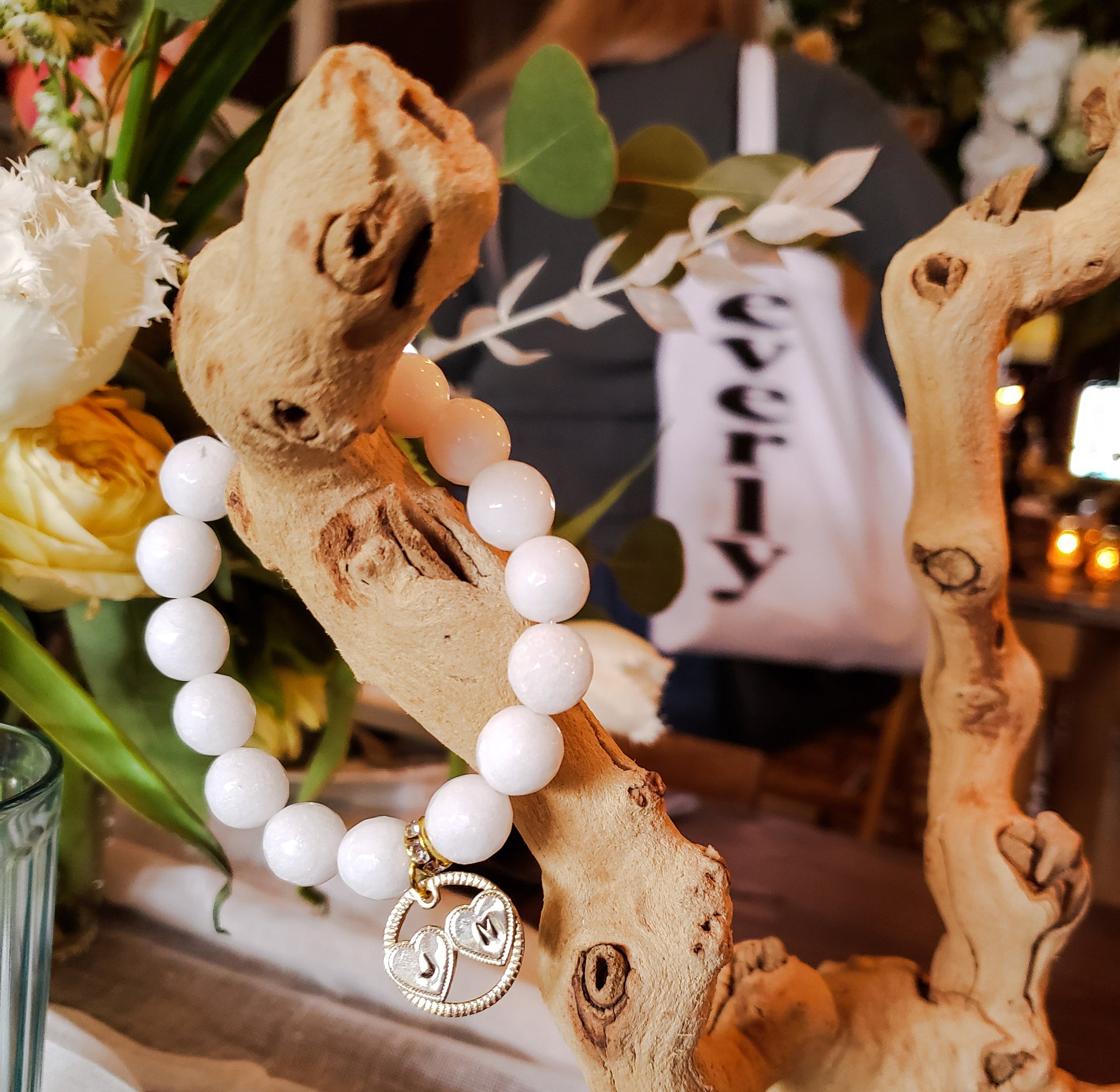 13mm freshwater pearls vintage details double heart hand stamped brass tag