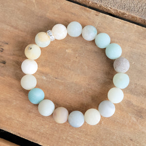 10mm Amazonite gemstone beads stretch bracelet