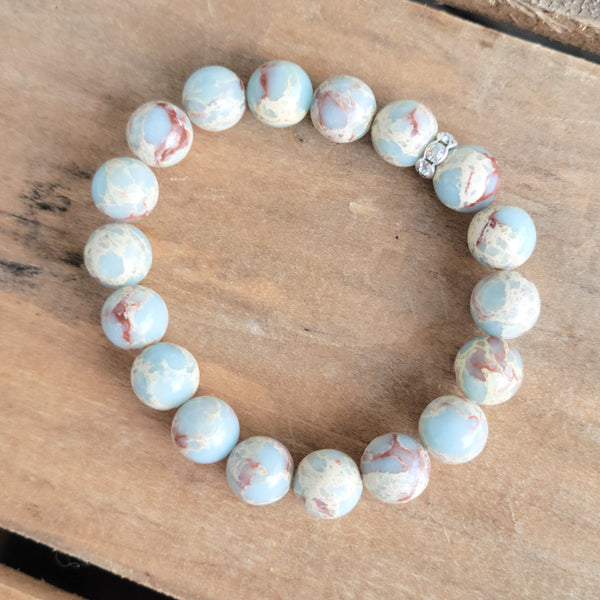 10mm snakeskin jasper beads stretch bracelet